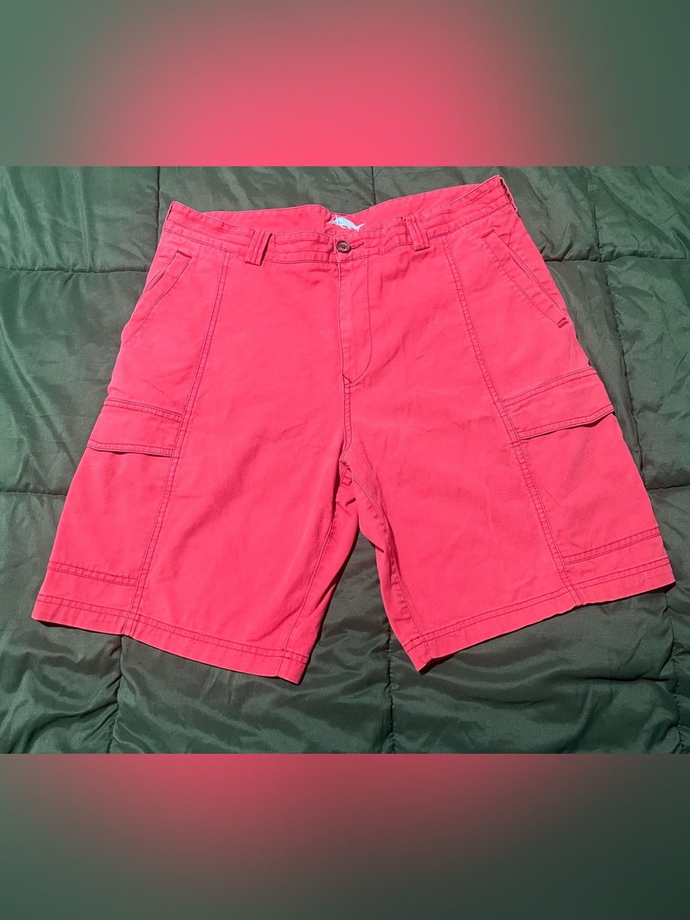 Tommy Bahama Coral Red Cargo Shorts Size 35
